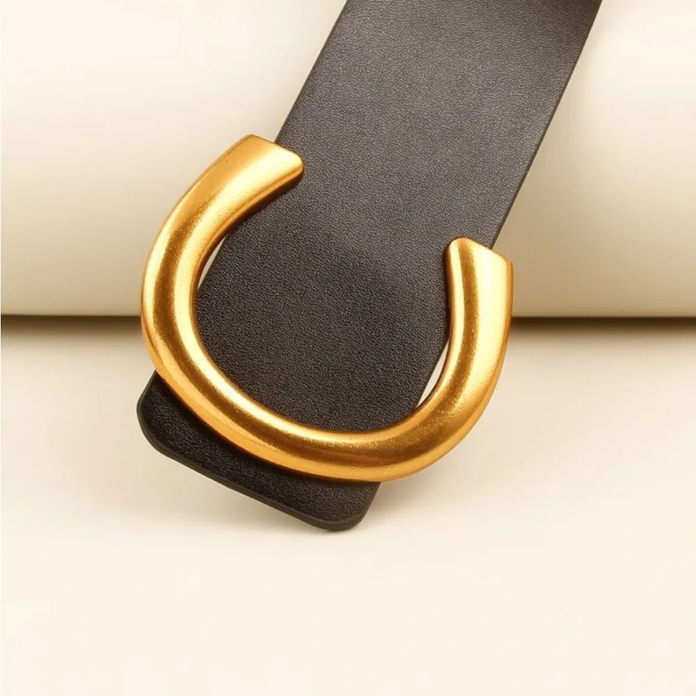 Luxe cream high waist gold buckle belt